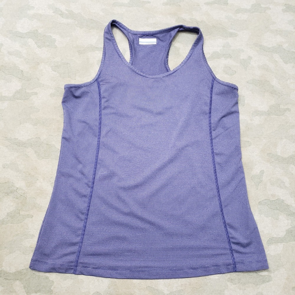 Columbia Tank Top Womens Large Purple Striped Racerback Activewear Hiking Gym